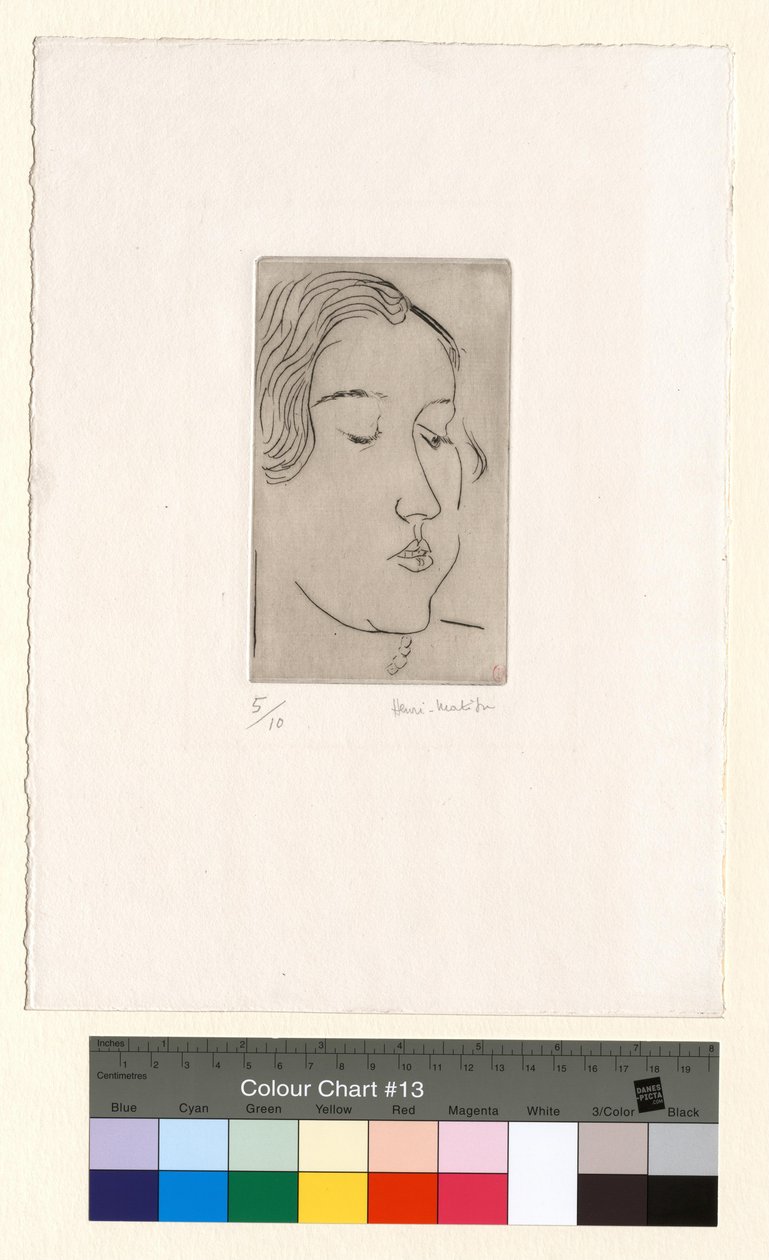 Huvud i trekvartsprofil, rakt framifrån av Henri Matisse