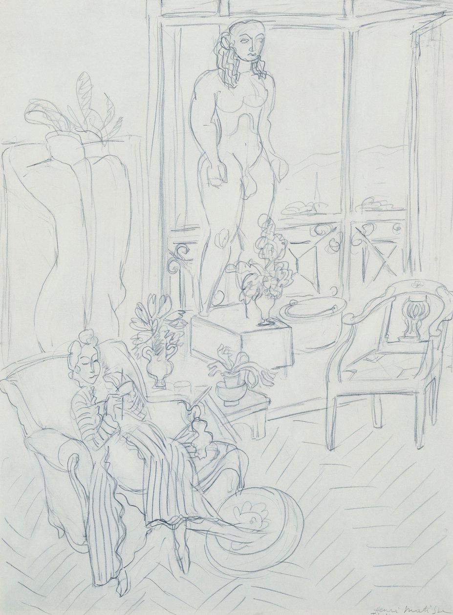 Kvinna i en interiör; Hotel Regina, Cimiez, Nice av Henri Matisse