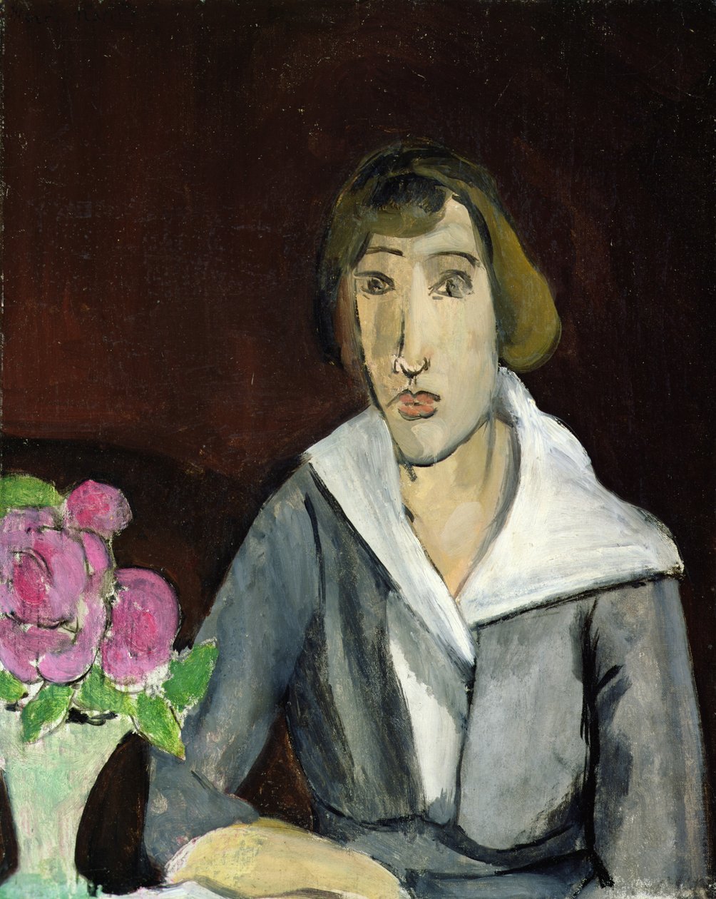 Kvinna med rosor (olja på duk) av Henri Matisse