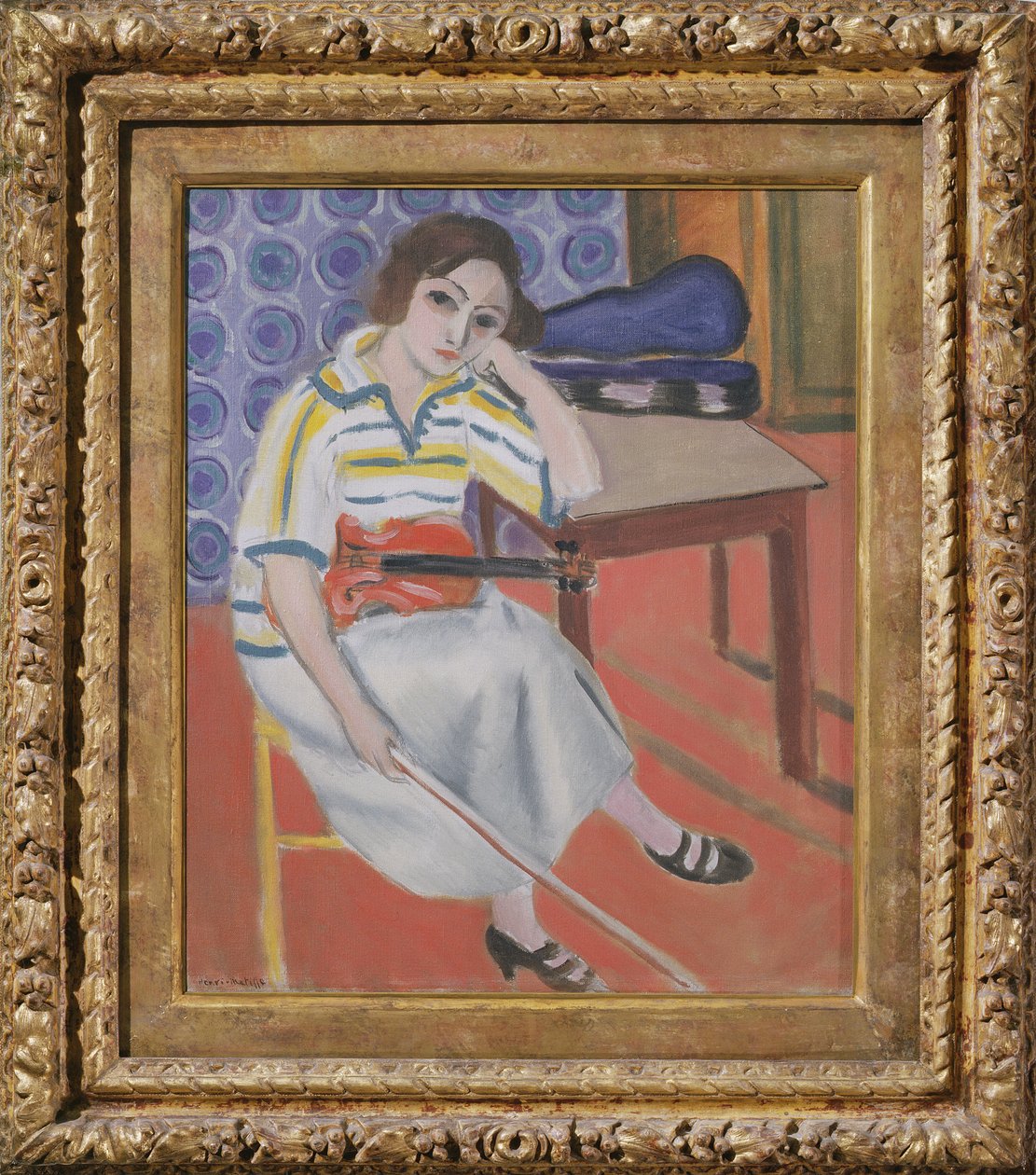 Kvinna med violin, ca 1921-23 (olja på duk) av Henri Matisse