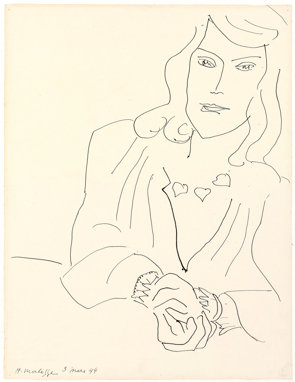 Kvinnohuvud med halsband av Henri Matisse