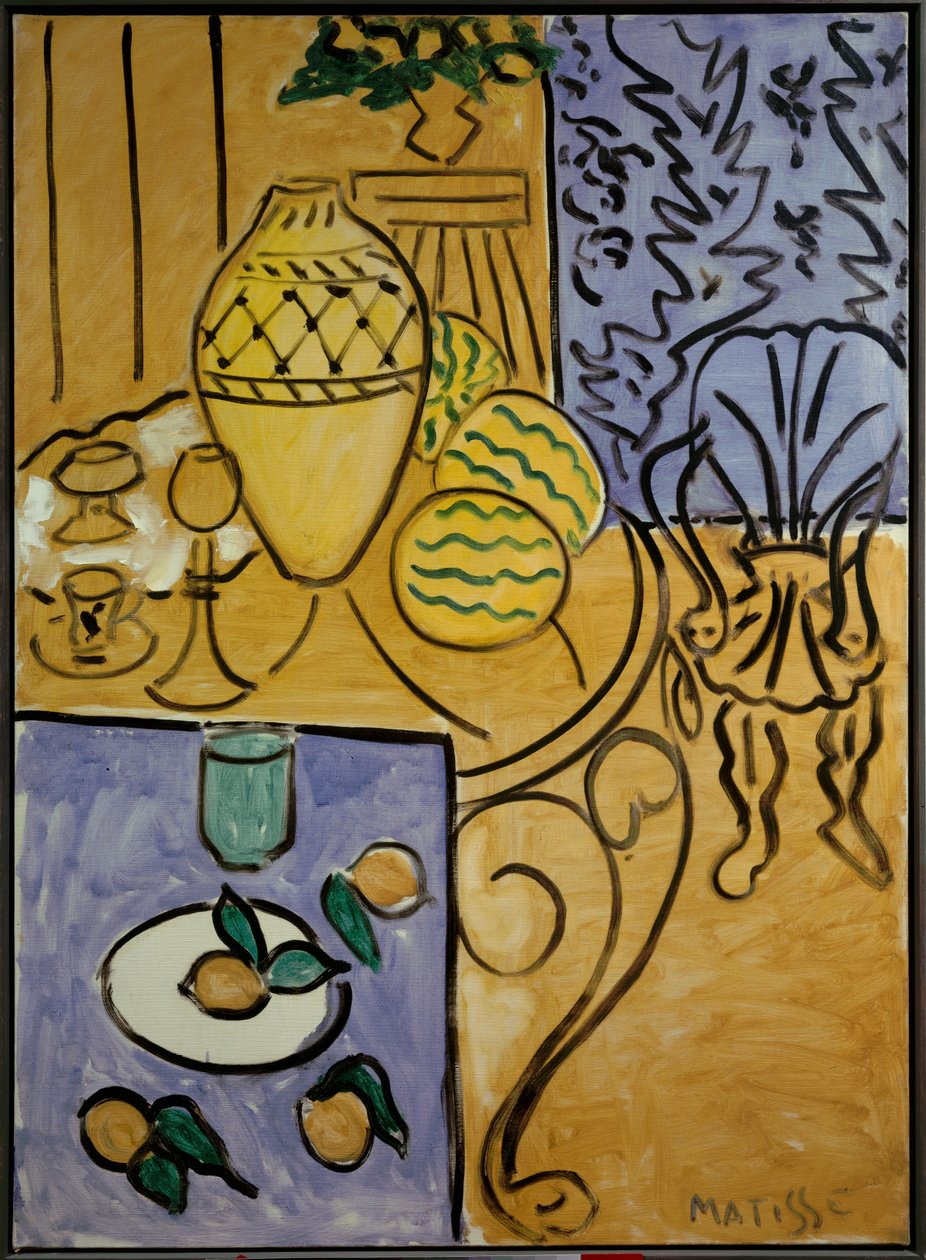 Gul och blå interiör 1946 (olja på duk) av Henri Matisse