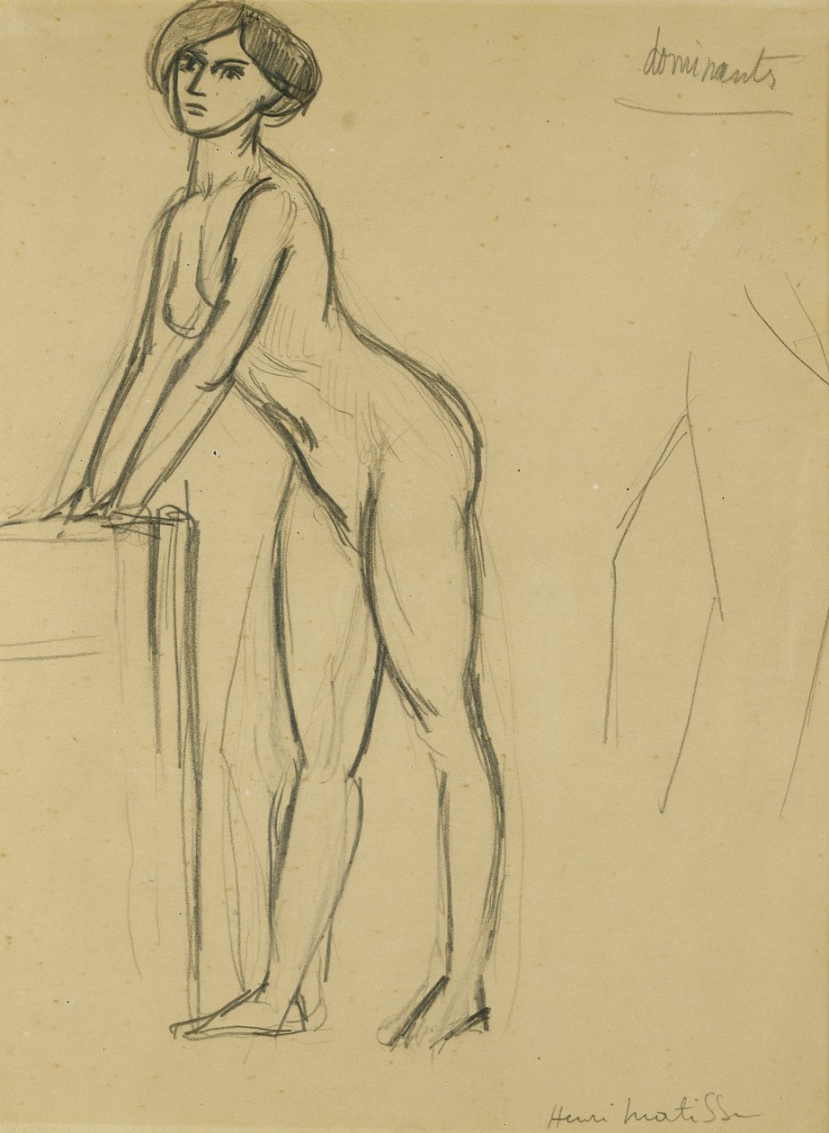 Ung flicka stående, ca 1908-10 (blyerts på papper) av Henri Matisse
