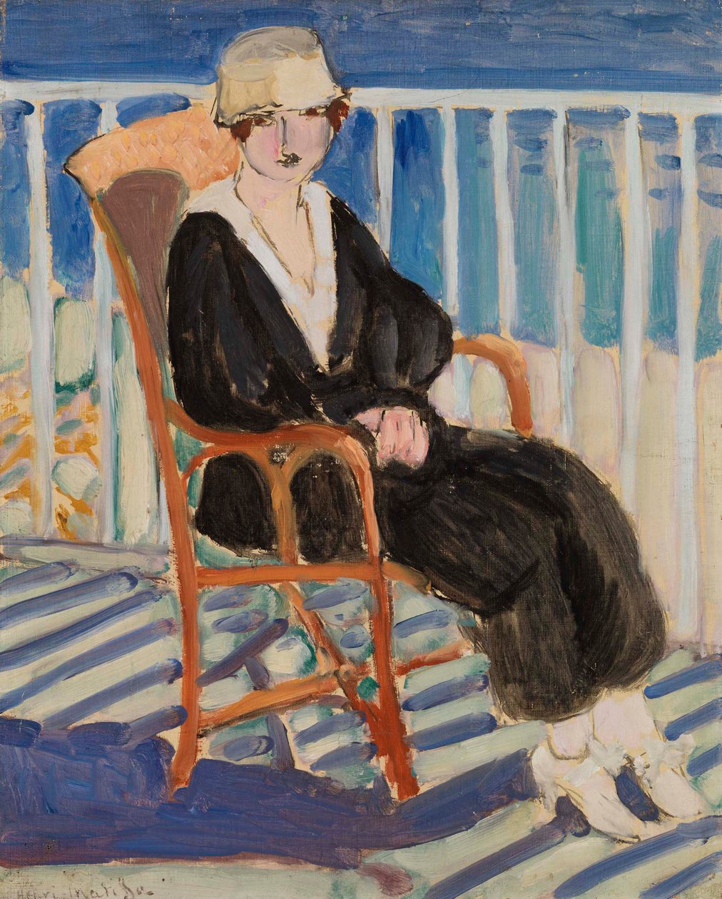 Ung flicka på en balkong över havet (Jeune fille au balcon sur la mer) av Henri Matisse