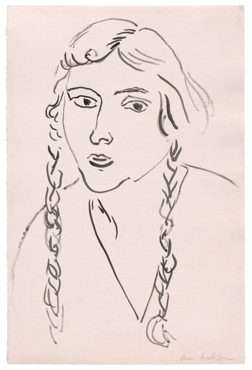 Liten flicka med flätor av Henri Matisse