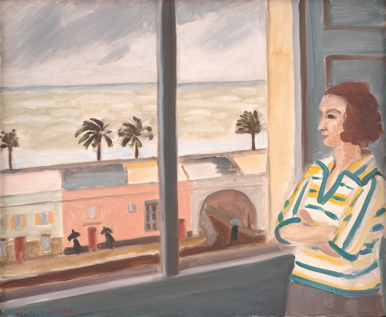 Ung kvinna som blickar ut över havet, stormigt väder av Henri Matisse