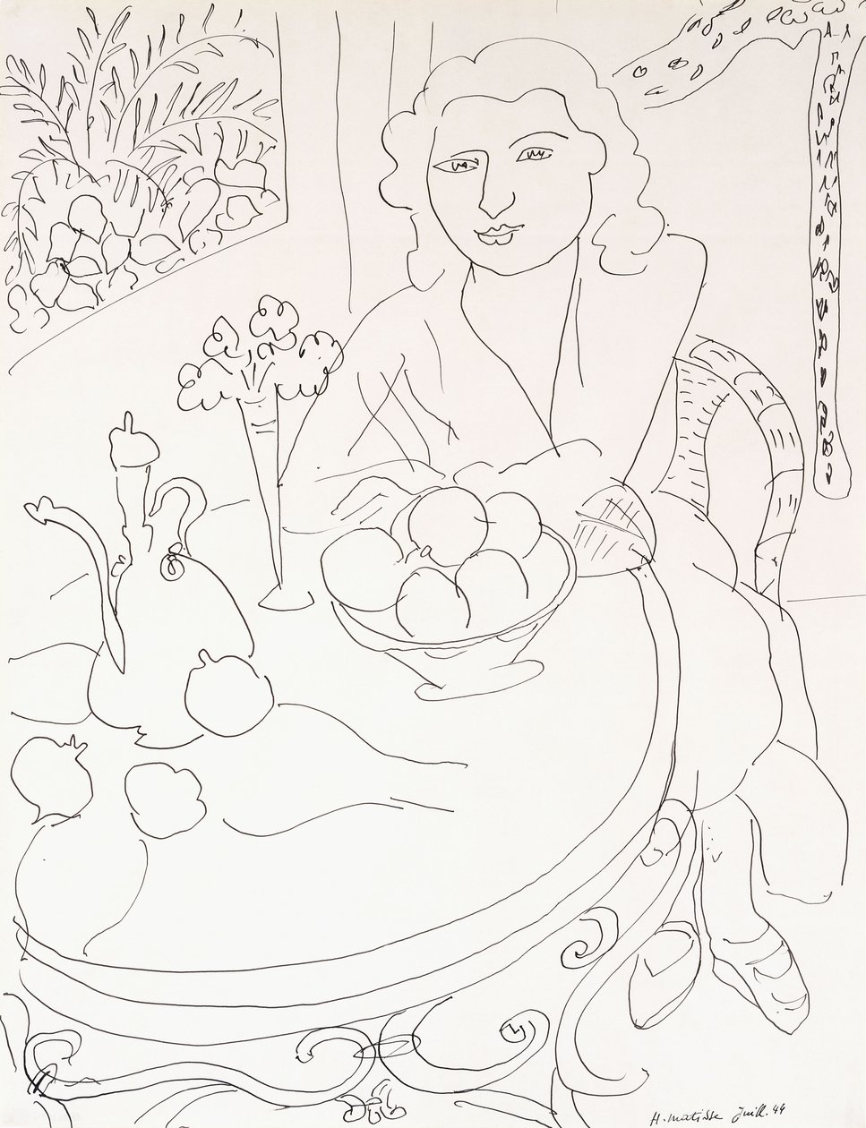 Ung kvinna vid bordet av Henri Matisse