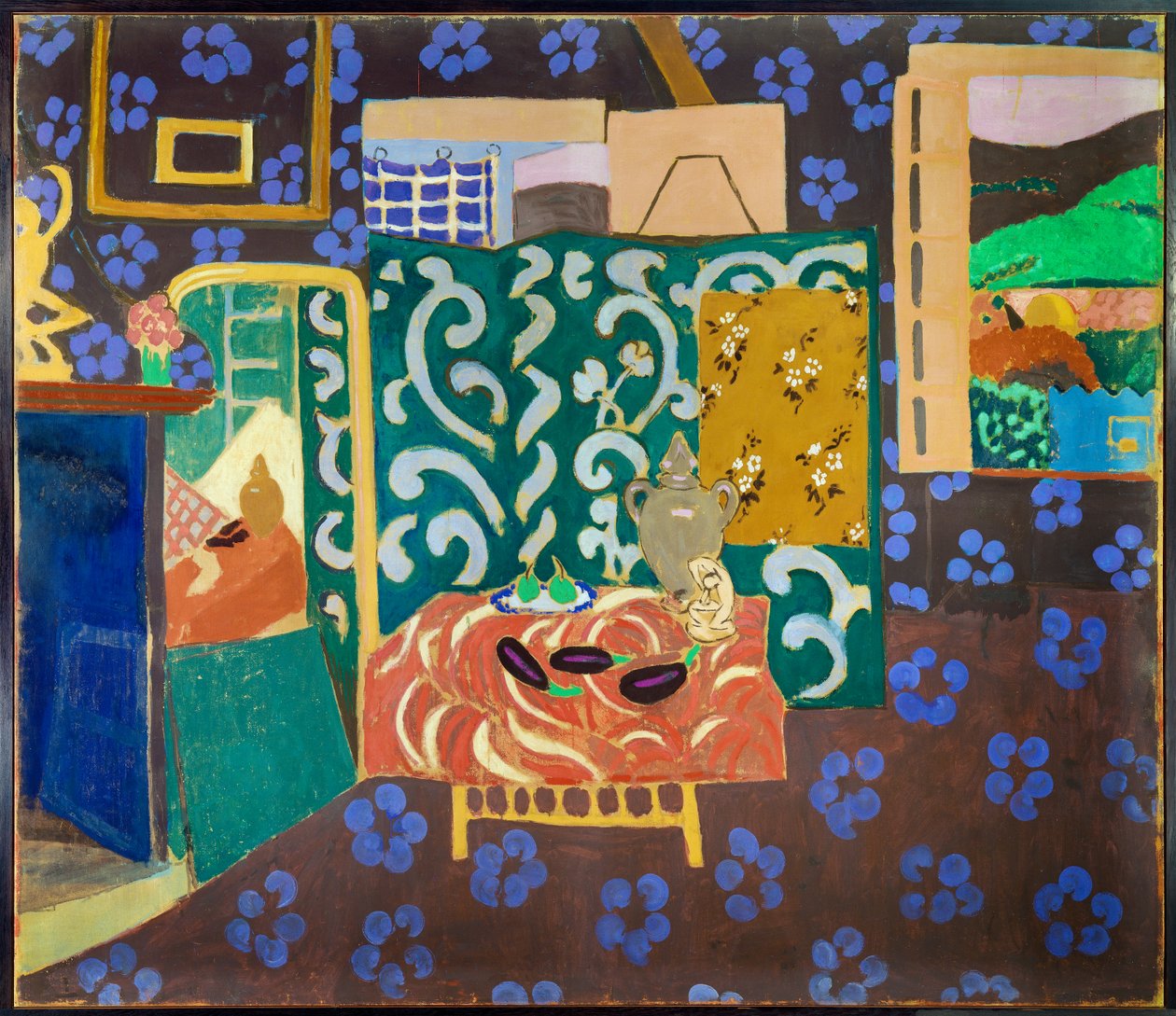 interieur aux eggplants 1911 (limtempera på duk) av Henri Matisse
