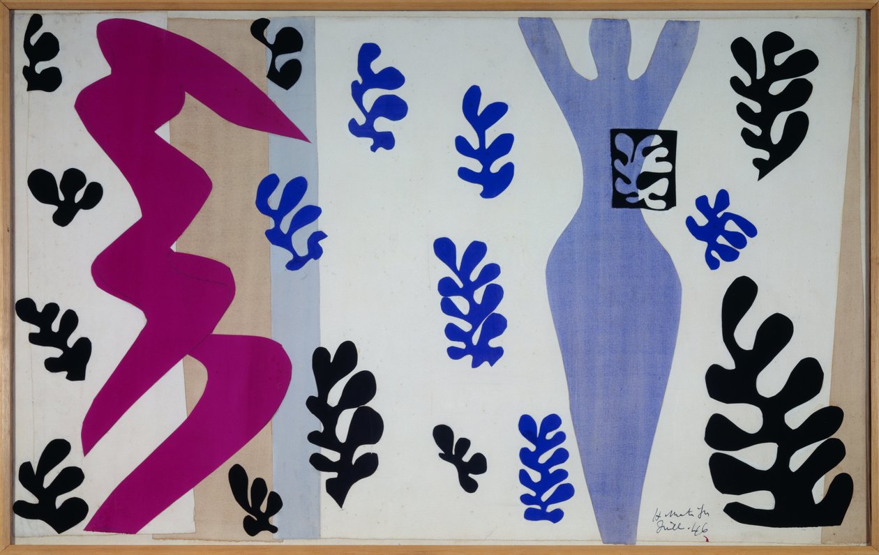 jazz - le lanceur de couteaux 1943 (Gouache papper klippt och klistrat på papper monterat på duk) av Henri Matisse