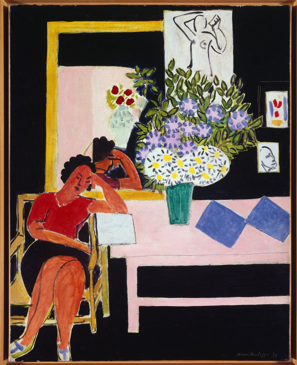 liseuse sur fond noir 1939 (olja på duk ) av Henri Matisse