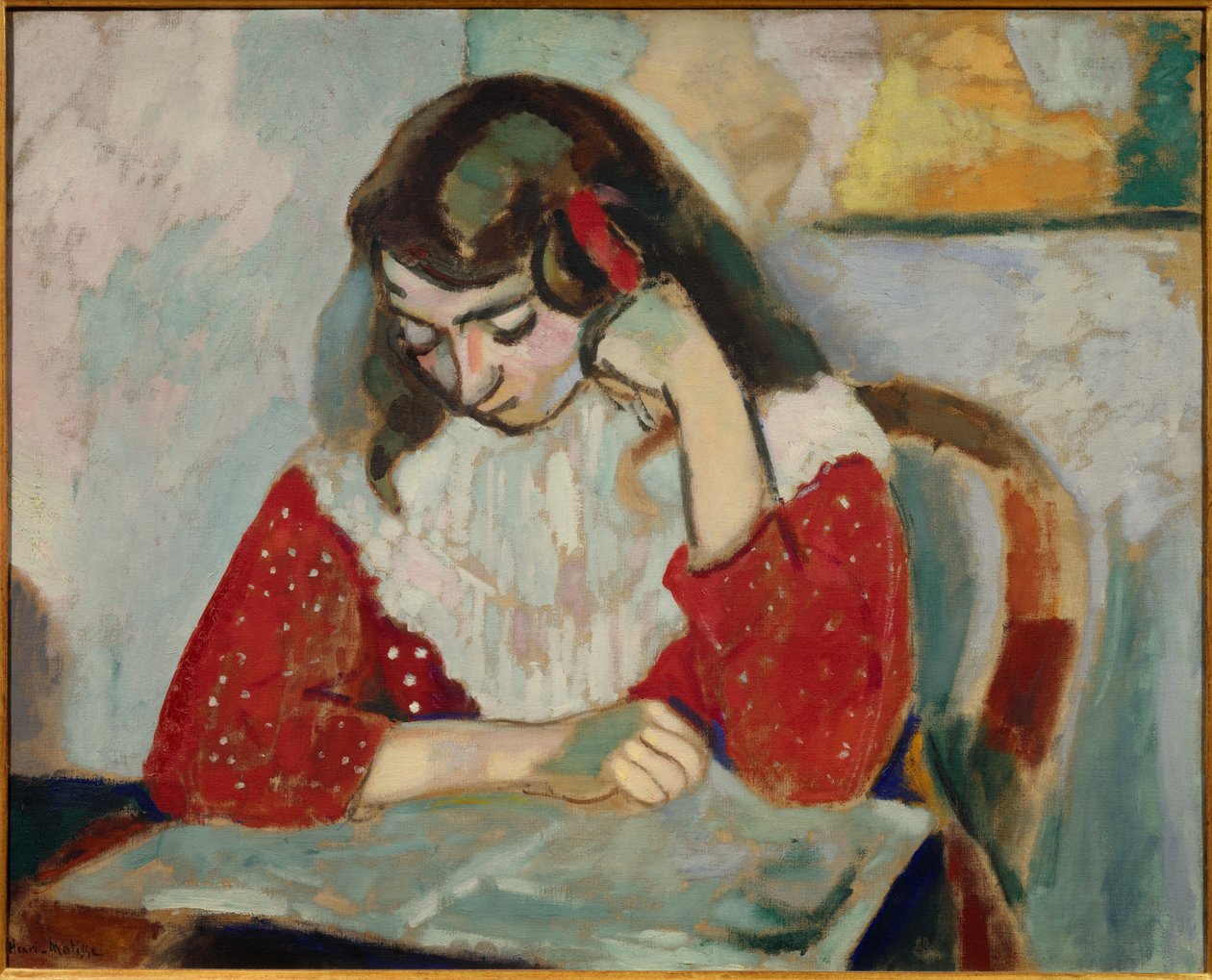 marguerite lisant 1906 (olja på duk ) av Henri Matisse