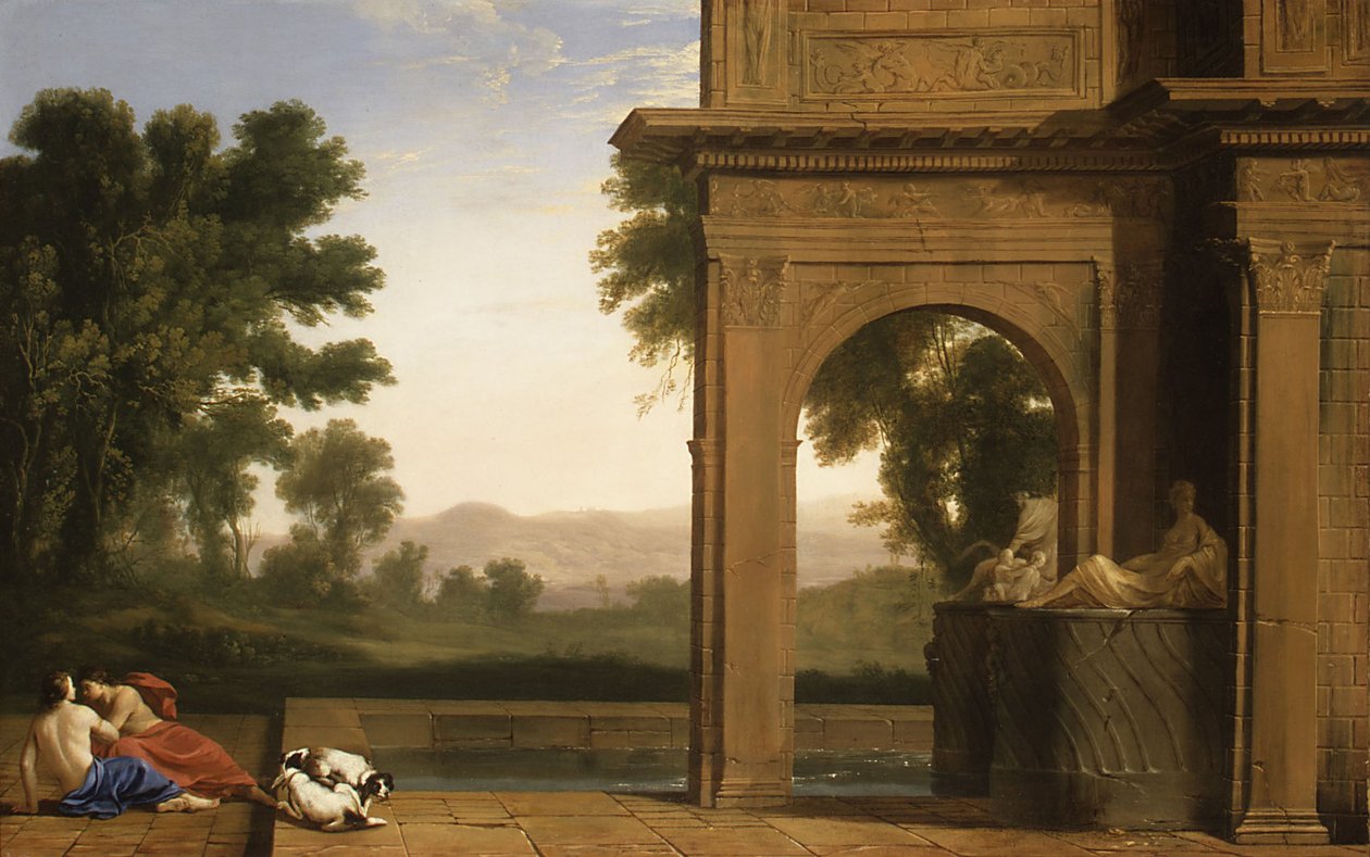 Klassiskt landskap med figurer av Henri Mauperche