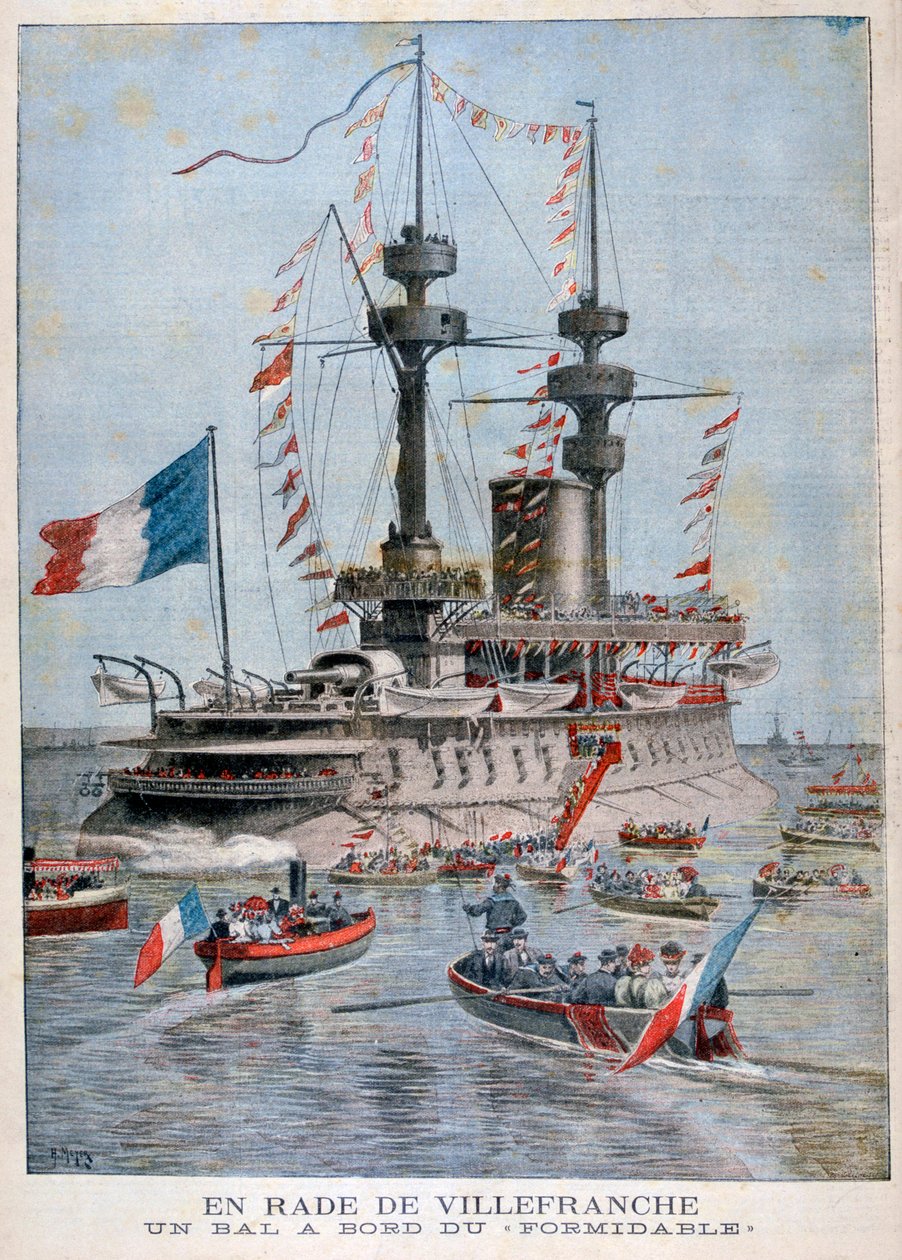 En boll ombord på slagskeppet Formidable, Villefranches hamn, Frankrike, 1896 av Henri Meyer