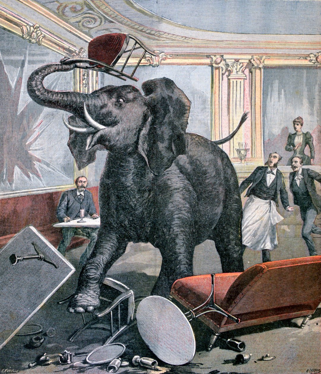 En elefant i Pre-Catalan Café, Toulouse, Frankrike, 1891 av Henri Meyer
