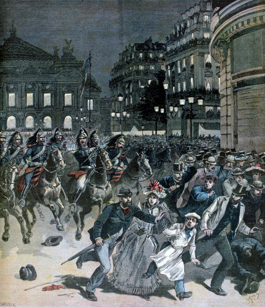 En representation av operan Lohengrin, Place de lOpera, 1891 av Henri Meyer