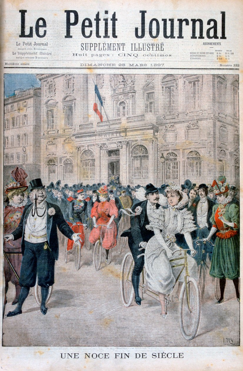 Ett bröllop på en cykel, Frankrike, 1897 av Henri Meyer