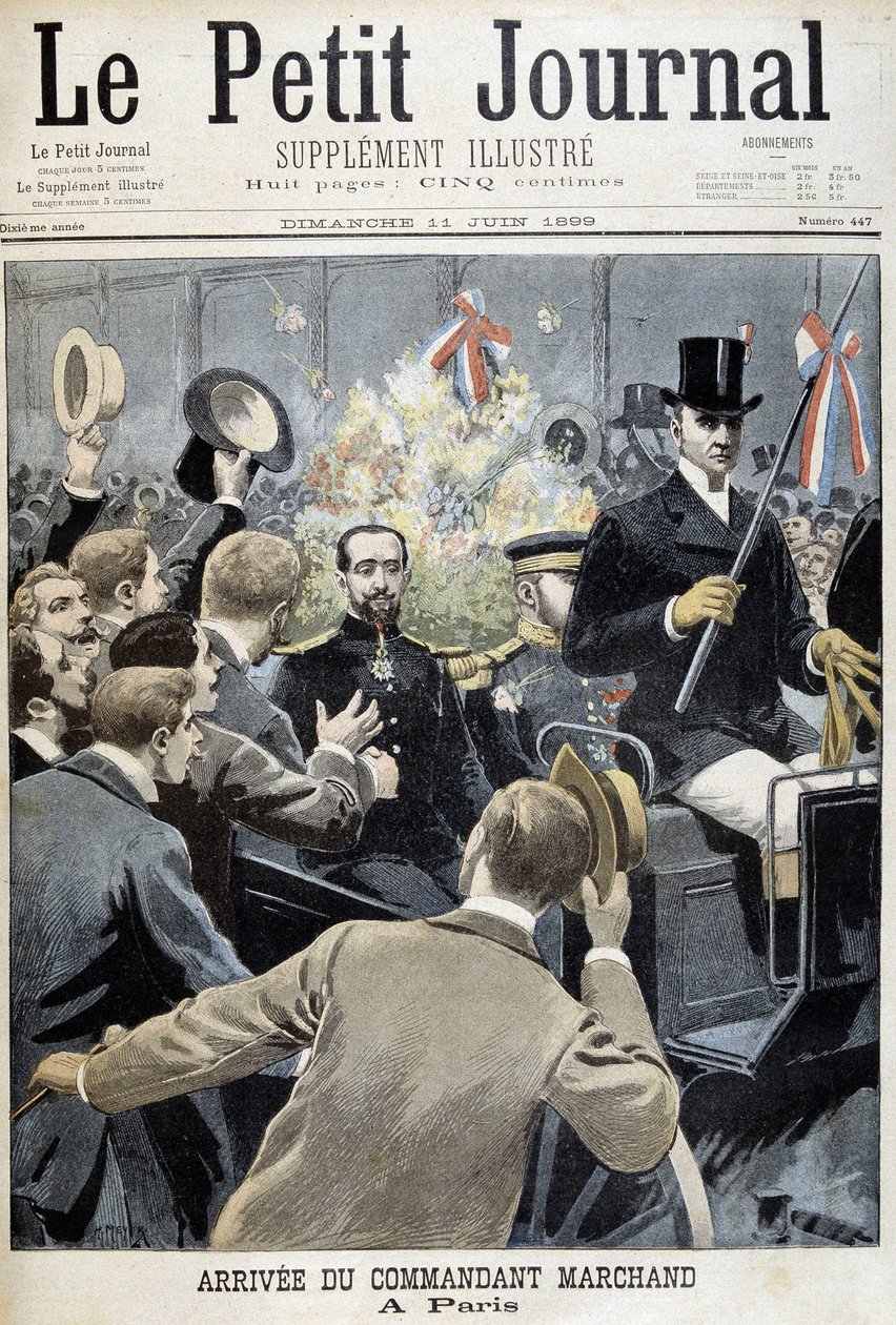 Kommendören Marchands ankomst till Paris - i "" Le Petite Journal"" av 1899-06-11 av Henri Meyer