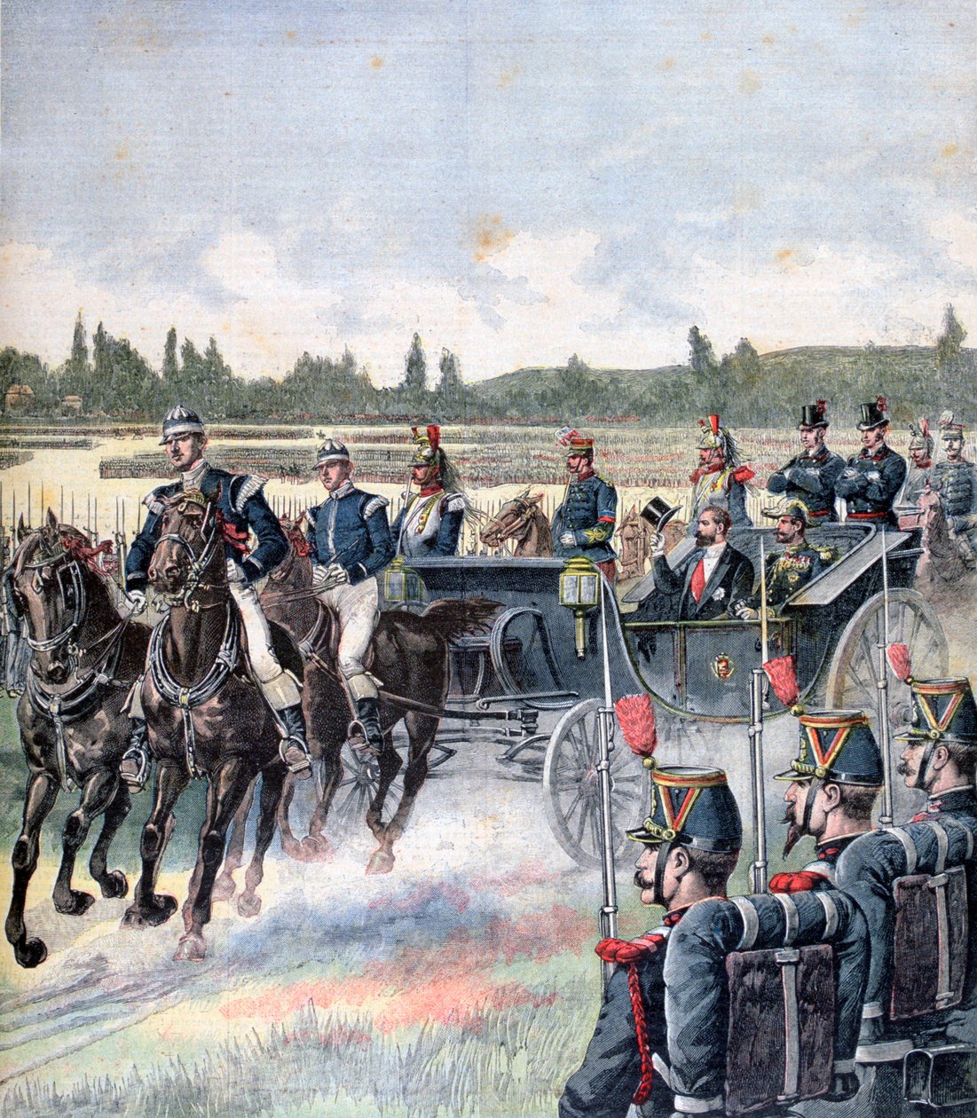 Ankomst av republikens president, militäröversyn, 14 juli 1891. av Henri Meyer