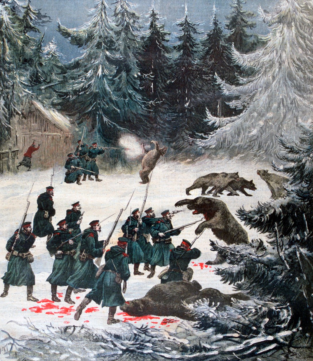 Björnattack, Ryssland, 1892 av Henri Meyer