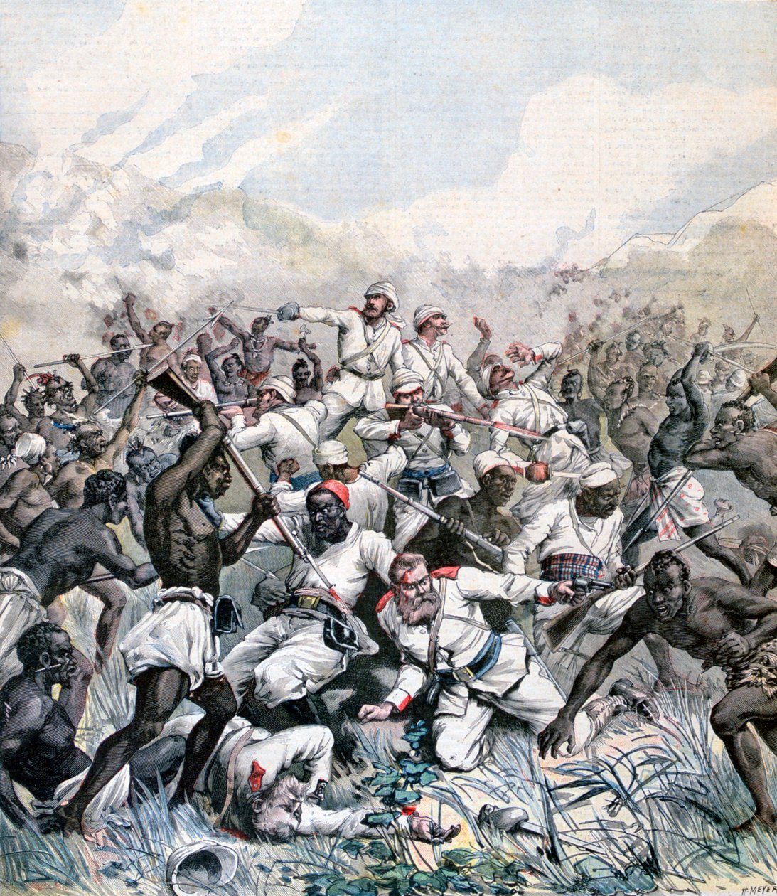 Förstörelse av en tysk expedition i Afrika, 1891 av Henri Meyer