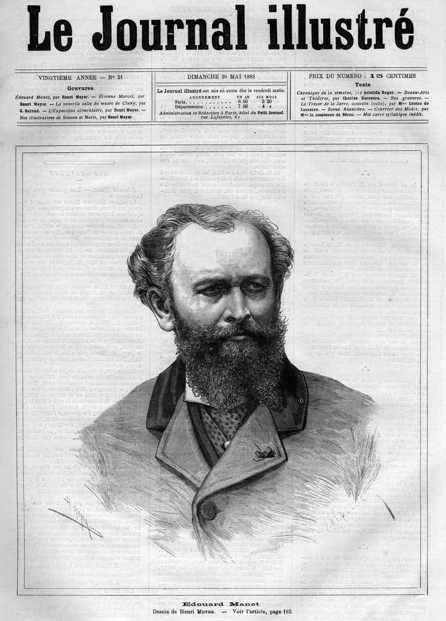 Edouard Manet (1832-1883), fransk målare - Försättsblad till "The Illustrous Journal" från 1883 - Teckning av Henri Meyer (1844-1899) av Henri Meyer