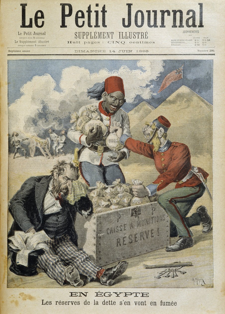 Egypten: skuldreserver går i rök - i "" Le Petite Journal"" av 1896-06-14 av Henri Meyer
