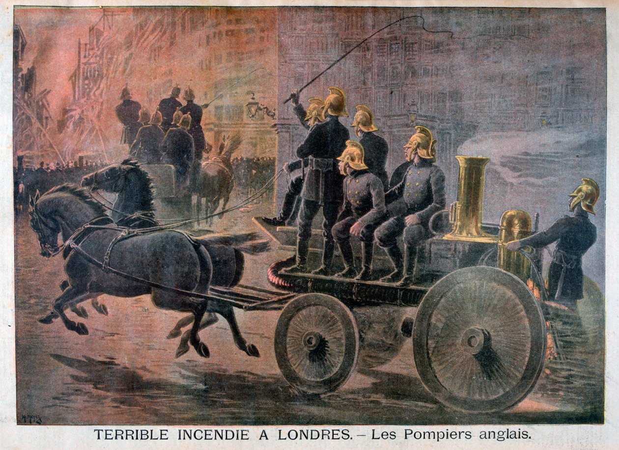 Engelska brandmän på väg till en nödsituation, 1897 av Henri Meyer