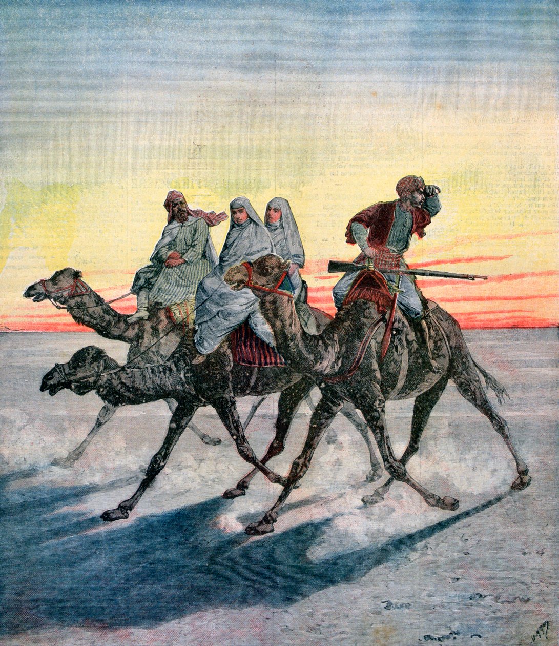 Flykten för fångarna från Mahdi, Khartoum, Sudan, 1892 av Henri Meyer