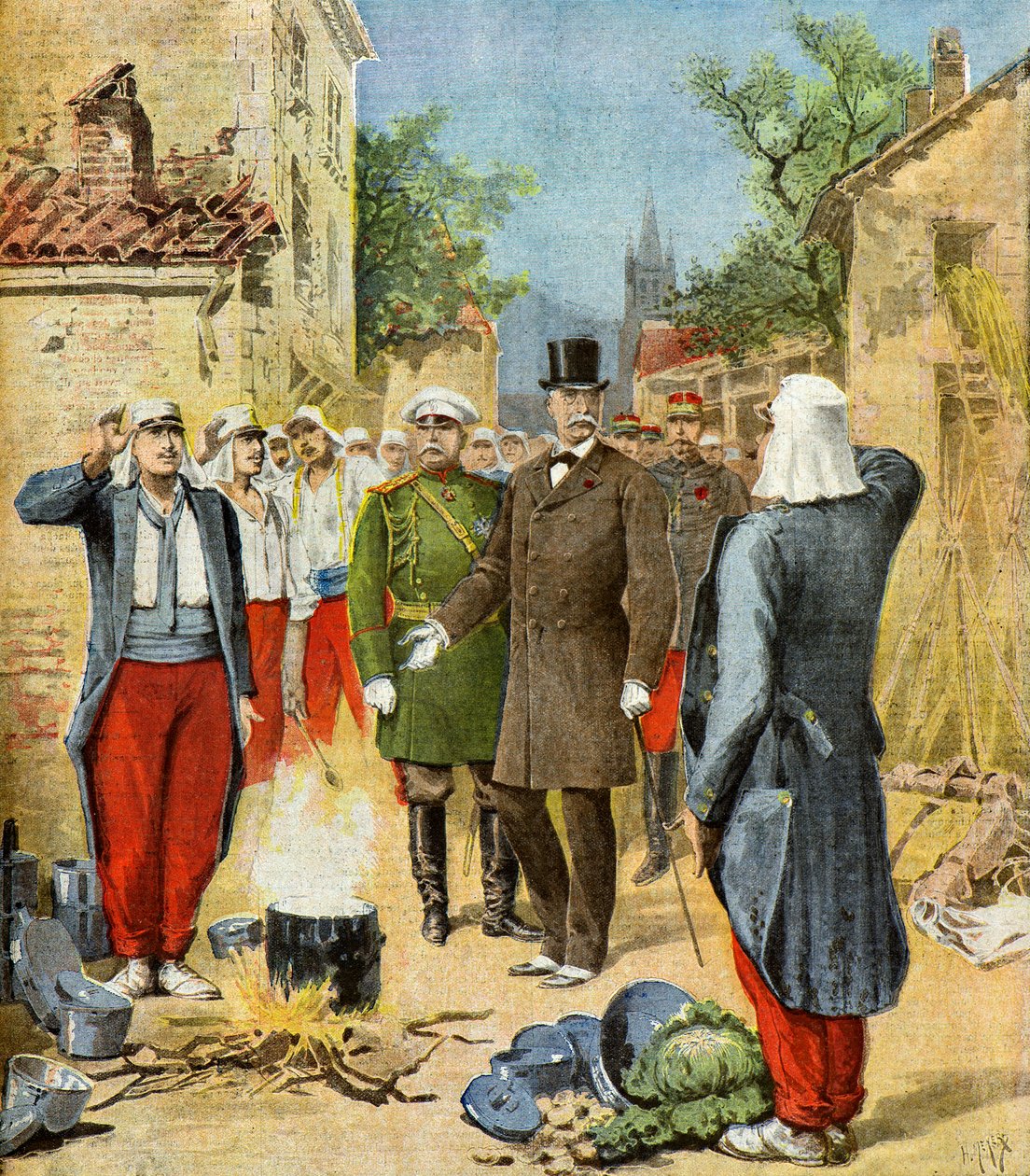 Felix Faure vid de stora manövrerna,1895 (Illustration) av Henri Meyer