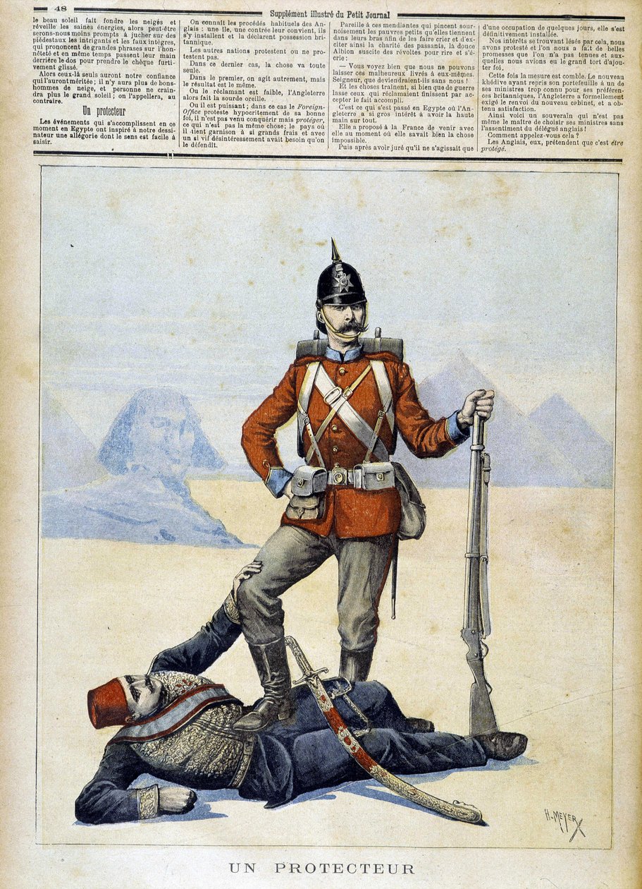 Humoristisk teckning på engelsk imperialism i Egypten - i "" Le Petite Journal"" av 1893-02-11 av Henri Meyer