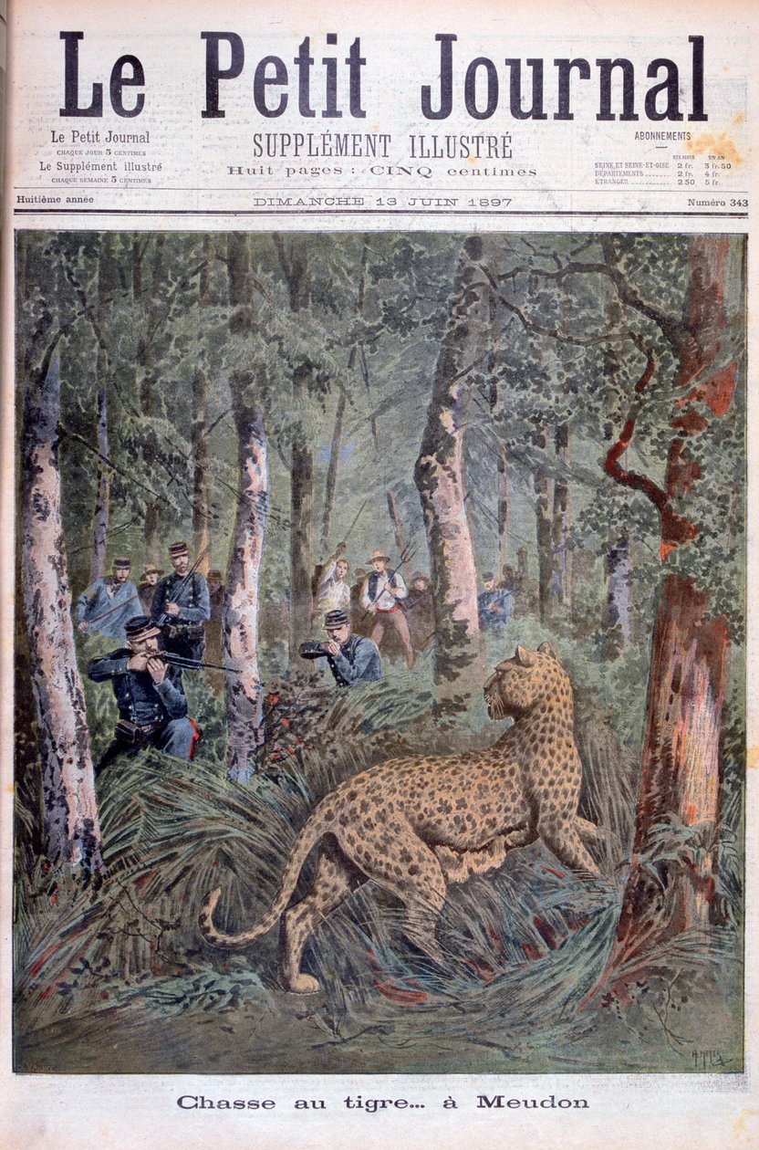 Jagar en rymd leopard, Meudon, Paris, 1897 av Henri Meyer