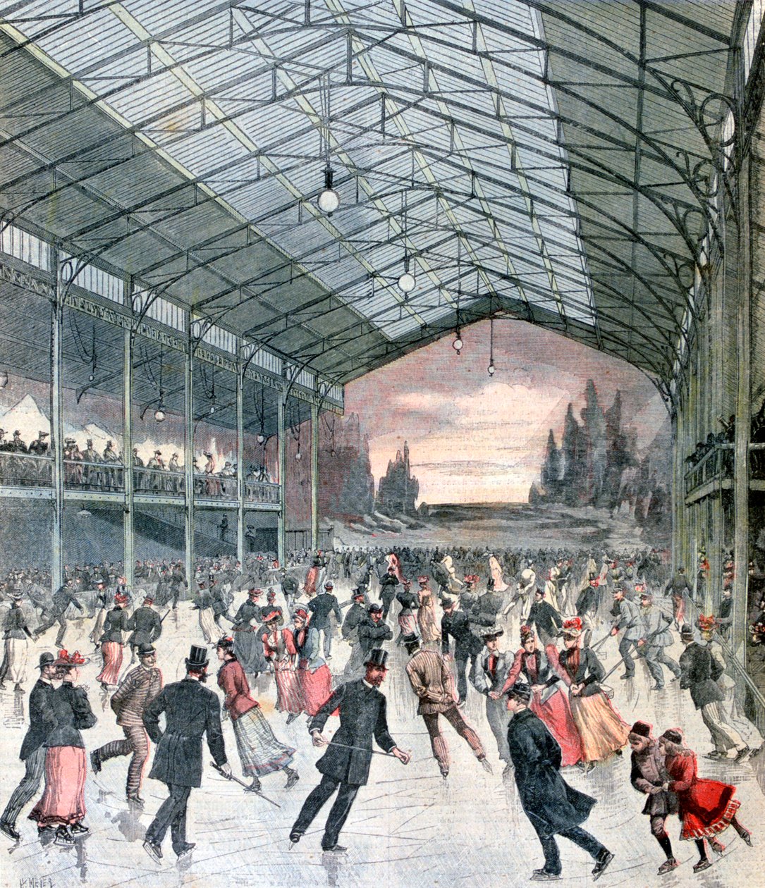 Skridskoåkning i Paris, 1892 av Henri Meyer