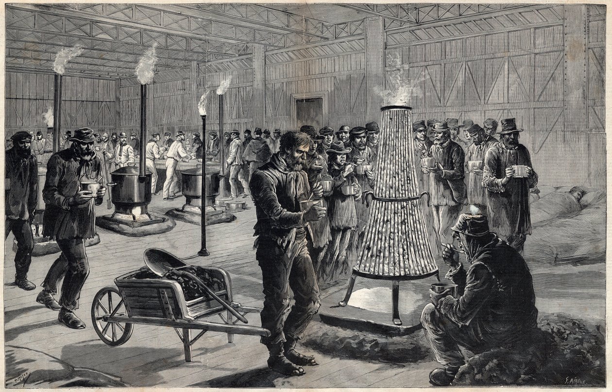 Nattskyddet för Palace of Liberal Arts i Champs de Mars 1891 - Teckning av Henri Meyer, Gravyr av Navellier i "Le journal illustrious"" från 1891 av Henri Meyer