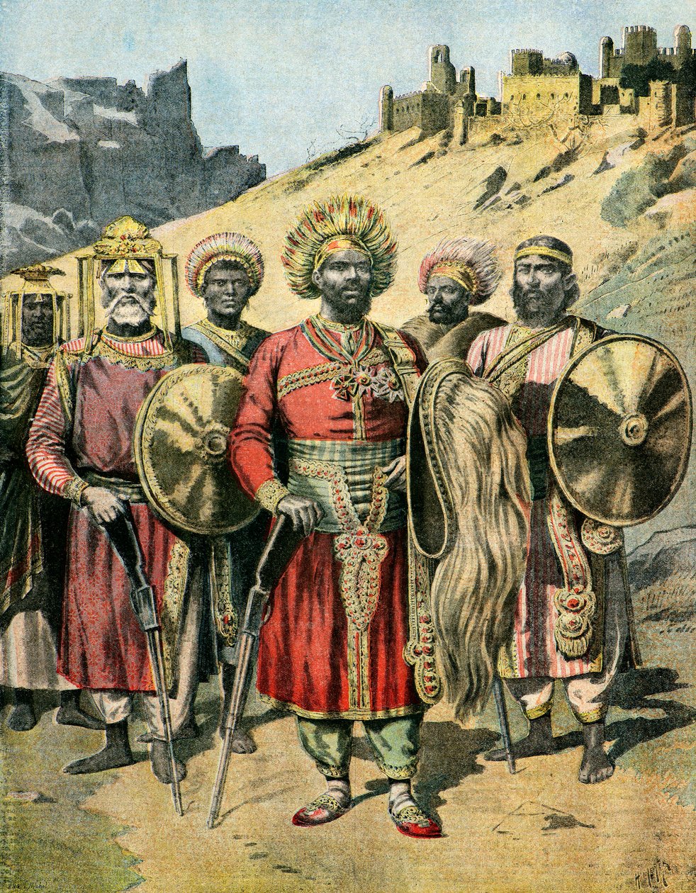 Porträtt av Menelik 2,1895 (Illustration) av Henri Meyer