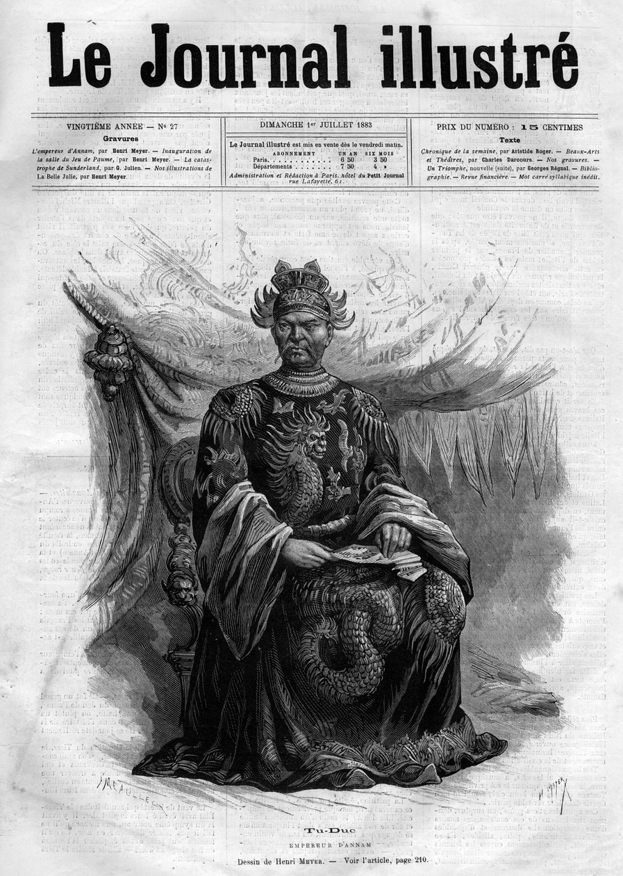 Porträtt av Tu-Duc (Tu Duc) (1830-1883) Kejsaren av Annam (1848-1883) - Försättsblad till "The Illustrous Diary" från 1883 - Teckning av Henri Meyer (1844-1899) av Henri Meyer