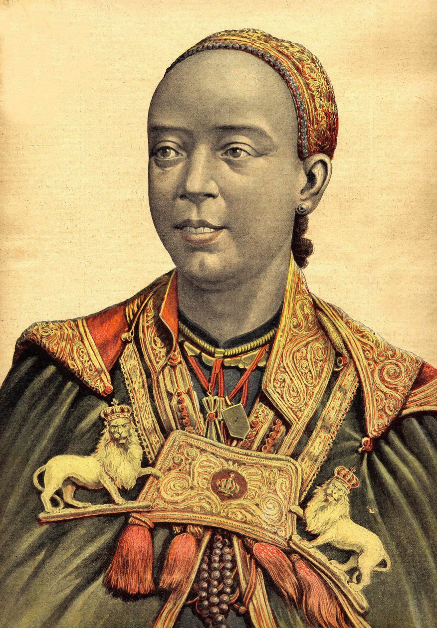 Porträtt av kejsarinnan av Abessinien och Etiopien Taitou (Taytu Betul). av Henri Meyer