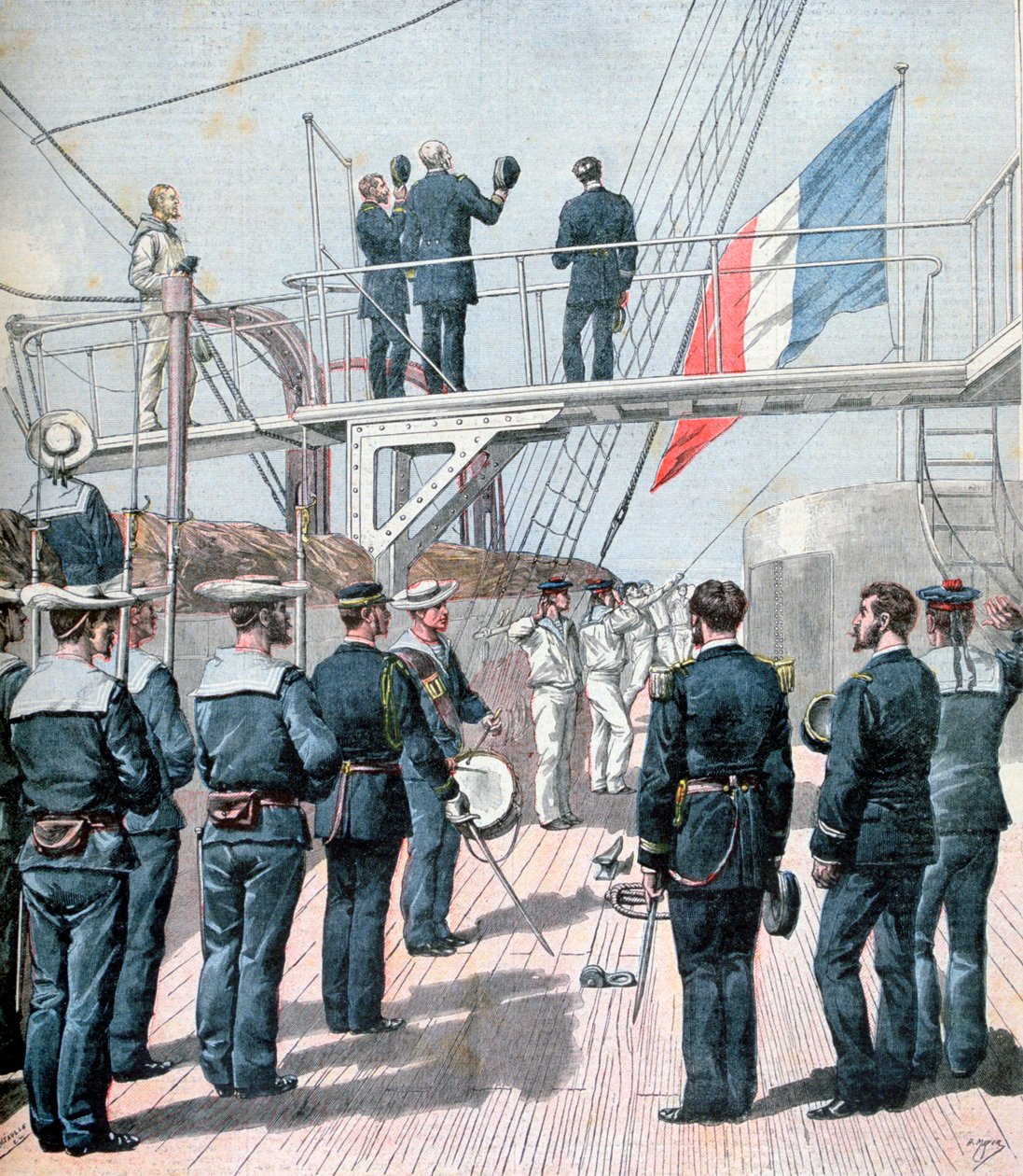 Hälsning till flaggan, franska sjömanövrar, 1891 av Henri Meyer