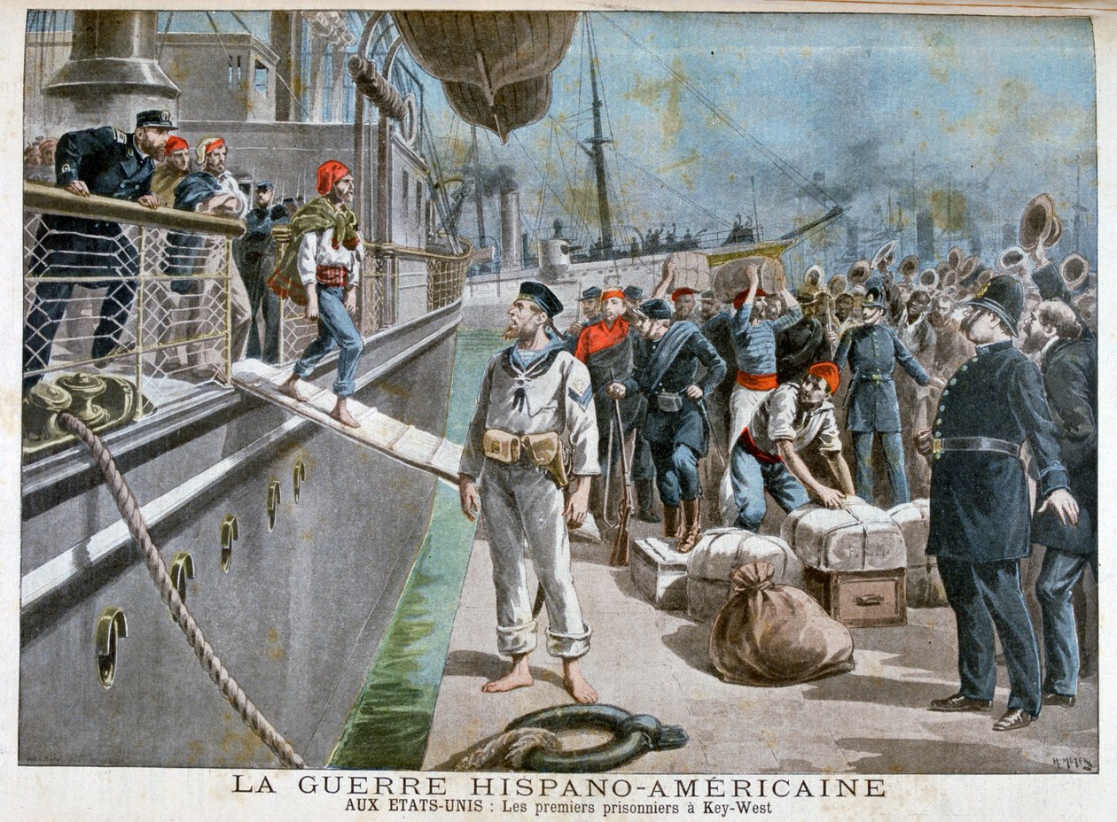 Spanska fångar anländer till Key-West, spansk-amerikanska kriget, 1898 av Henri Meyer