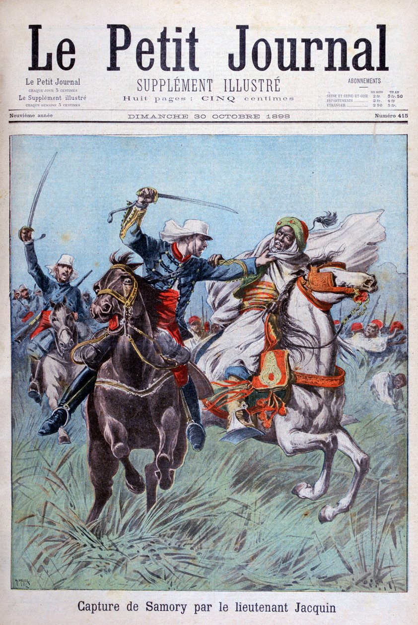 Infångandet av Toure Samory av löjtnant Jacquin nära Guelemou 1898. av Henri Meyer