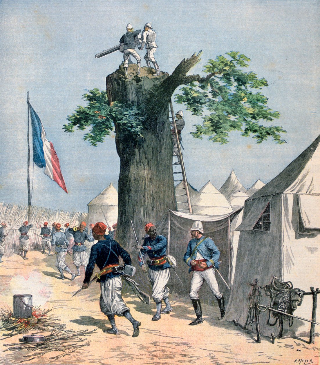 Försvaret av Haut-Niger, Franska Sudan, 1891 av Henri Meyer