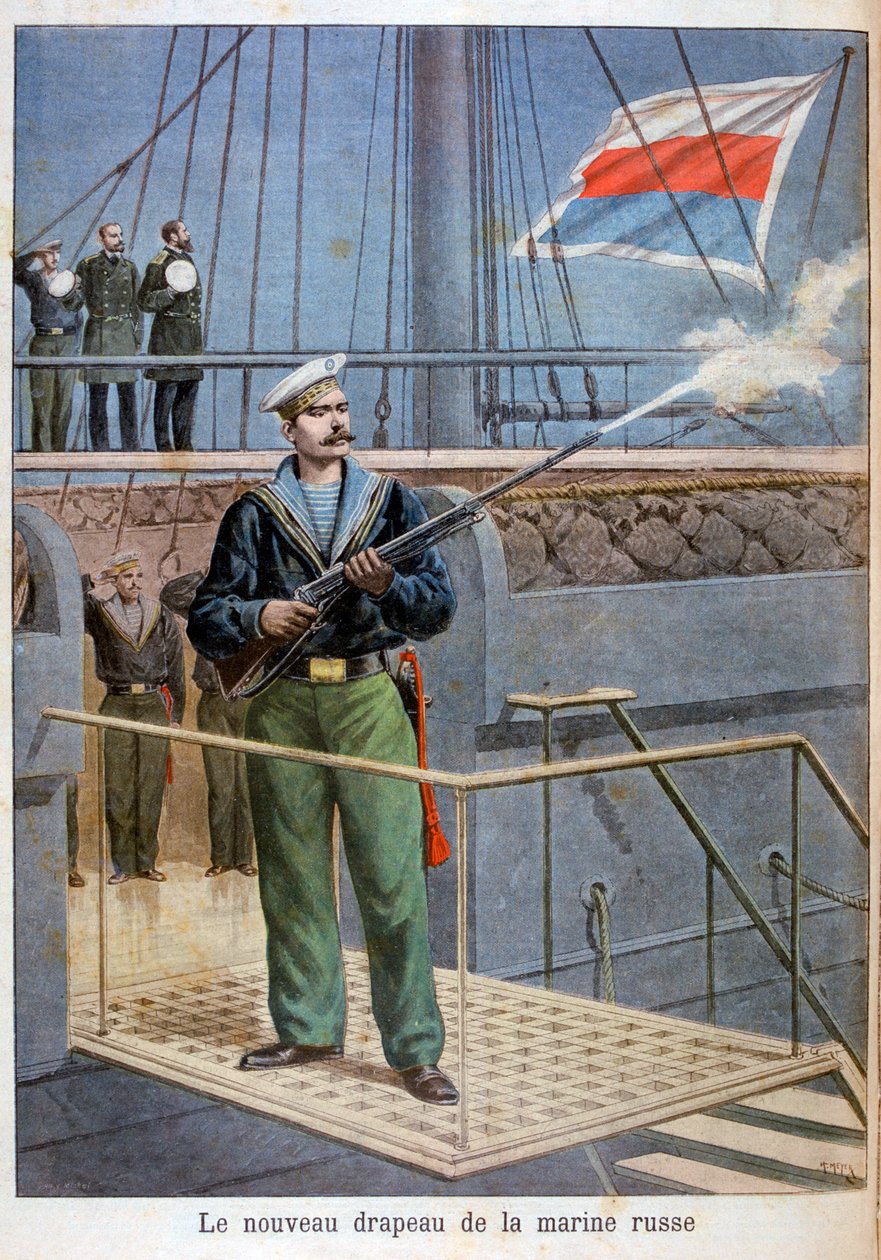 Den nya flaggan för den ryska flottan, 1898 av Henri Meyer
