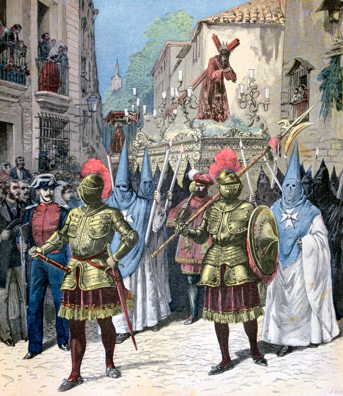 Processionen av långfredagen, Stilla veckan, Sevilla, 1891 av Henri Meyer