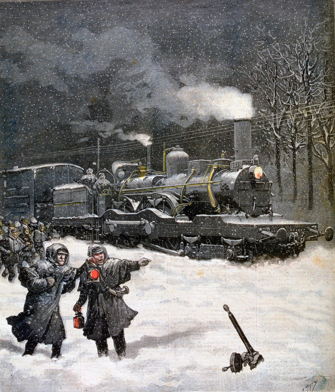 Tåg blockerat av snö, Frankrike, 1892 av Henri Meyer