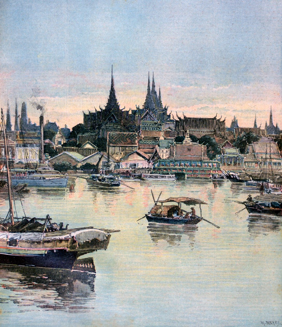 Utsikt över Bangkok, 1893 av Henri Meyer