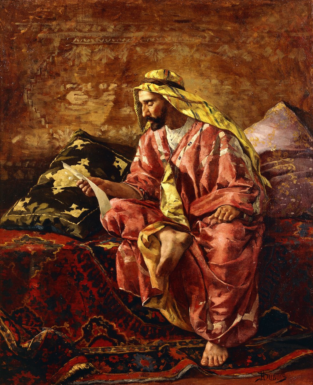 En arab som läser ett brev av Henri Pierre Hippolyte Dubois