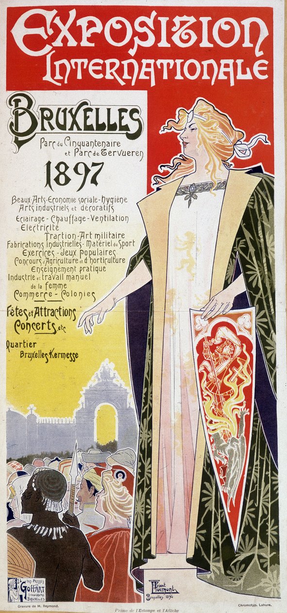 Affisch för Bryssels internationella utställning 1897 av Henri Privat Antoine Theodore Livemont (ibland kallad Privat-Livemont) (1861-1936) av Henri Henri Antoine Théodore Livemont