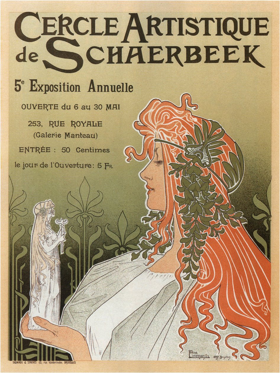 Artistic Club of Schaerbeek, 5:e årliga utställningen, 1897 av Henri Henri Antoine Théodore Livemont