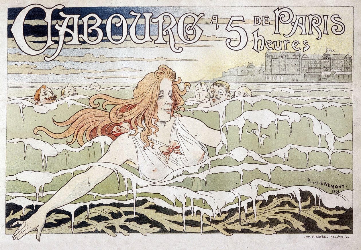 Cabourg på 5 h från Paris - Reklamaffisch av Privat Livemont av Henri Henri Antoine Théodore Livemont