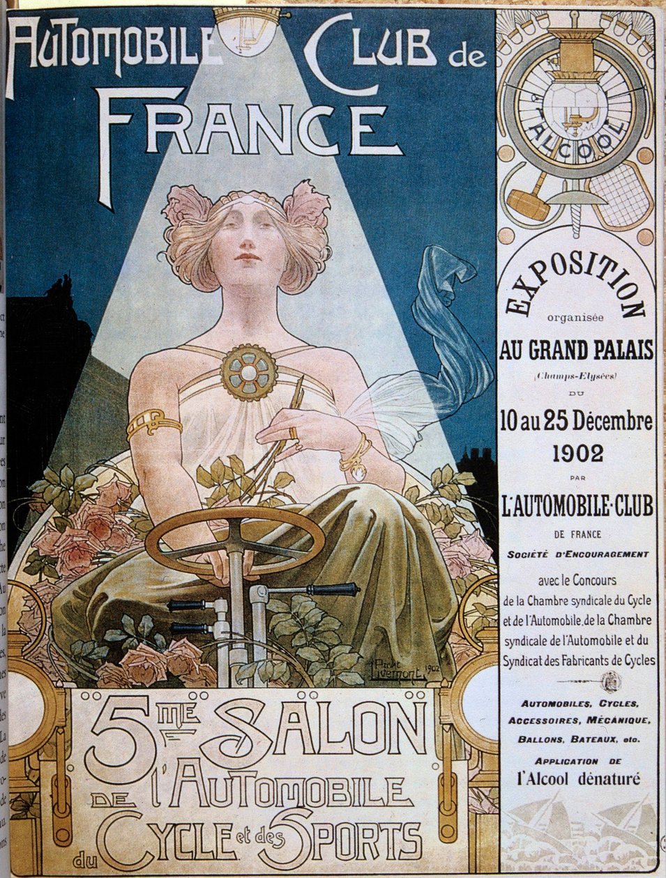 Affisch från Automobile Club de France under den 5:e bilmässan på Grand Palais de Paris 1902, illustration av Henri Privat-Livemont (1861-1936), Versailles, kommunala biblioteket - Affisch från Automobile Club de France under den 5:e bilsalongen på av Henri Henri Antoine Théodore Livemont
