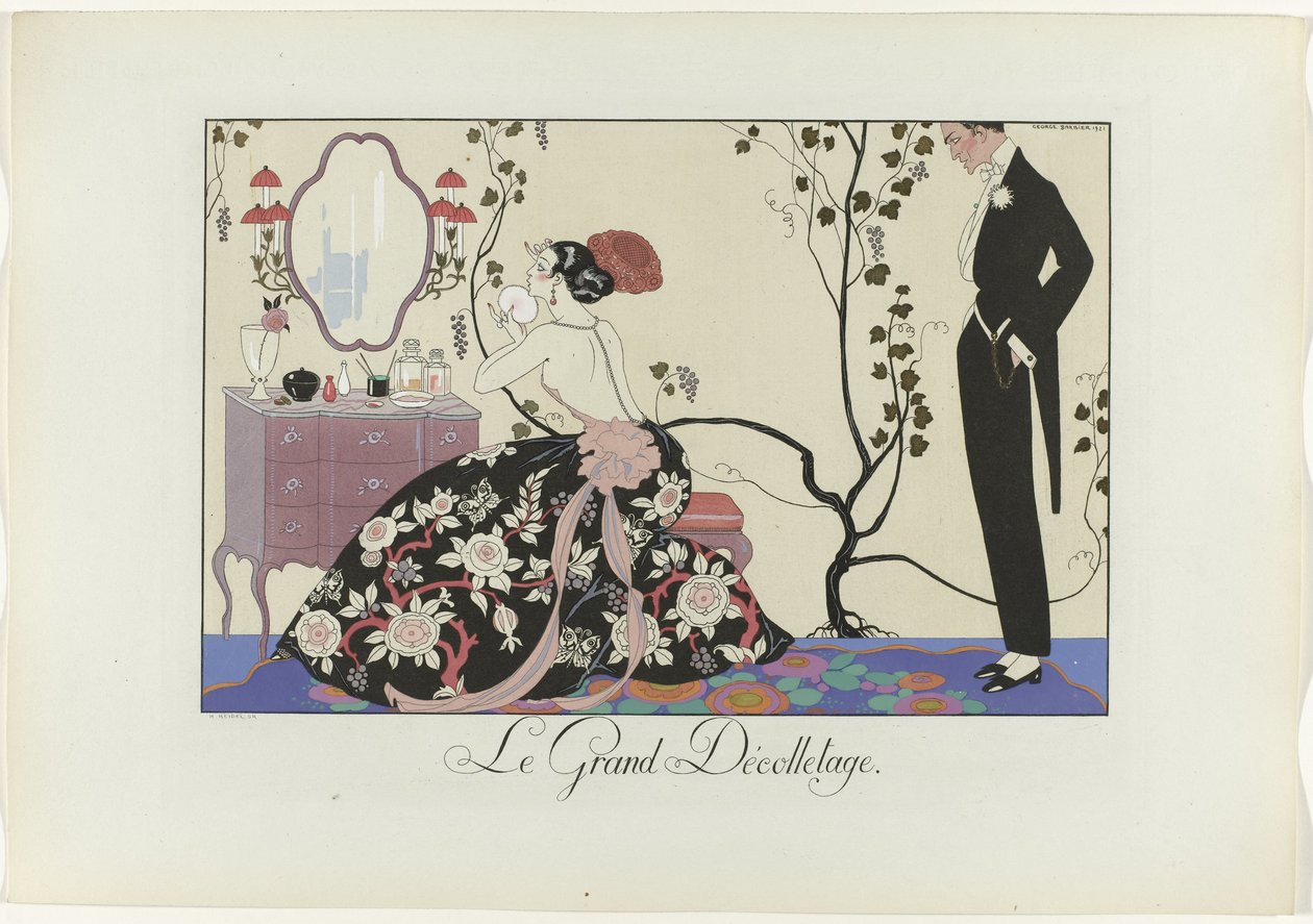 Joie de vivre: Dagens lycka eller Graces à la Mode The Great Decolletage (titel på objekt) The Happiness of the Day eller Fashionable Graces (serietitel) av Henri Reidel
